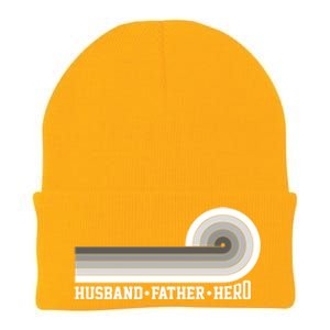 Husband Father Protector Hero Legend Happy Fathers Day Cute Gift Knit Cap Winter Beanie