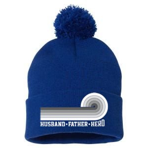 Husband Father Protector Hero Legend Happy Fathers Day Cute Gift Pom Pom 12in Knit Beanie