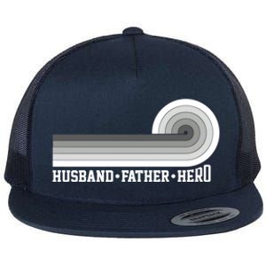 Husband Father Protector Hero Legend Happy Fathers Day Cute Gift Flat Bill Trucker Hat