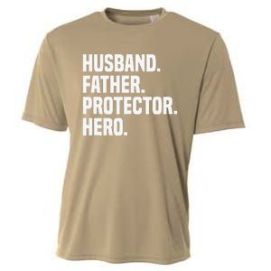 Husband Father Protector Hero Funny Fathers Day Cooling Performance Crew T-Shirt