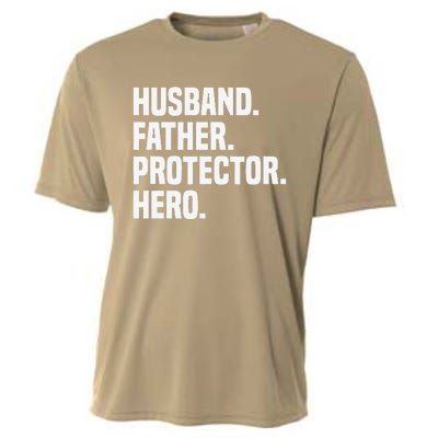 Husband Father Protector Hero Funny Fathers Day Cooling Performance Crew T-Shirt