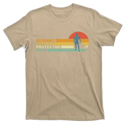 Husband Father Protector Hero Superhero Dad Fathers Day T-Shirt