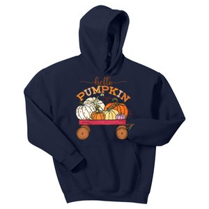 Hello Fall Pumpkin Truck Fall Truck Fall Vibes Autumn Gift Kids Hoodie