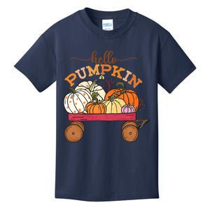 Hello Fall Pumpkin Truck Fall Truck Fall Vibes Autumn Gift Kids T-Shirt