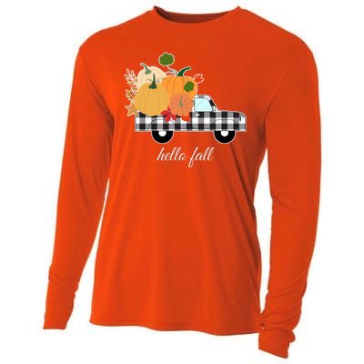 Hello Fall Pumpkin Patch Vintage Truck Cooling Performance Long Sleeve Crew