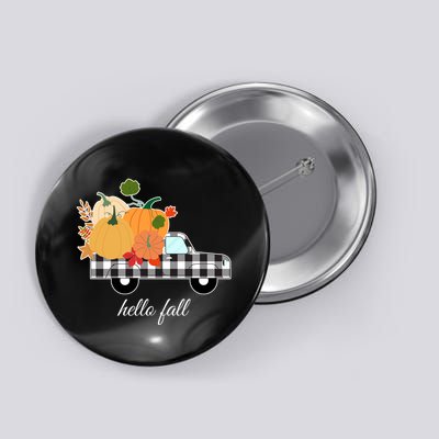 Hello Fall Pumpkin Patch Vintage Truck Button