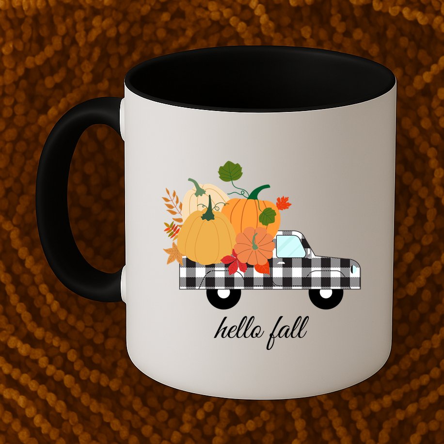 Hello Fall Pumpkin Patch Vintage Truck Mug