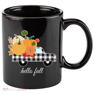 Hello Fall Pumpkin Patch Vintage Truck 11oz C Handle Ceramic Mug