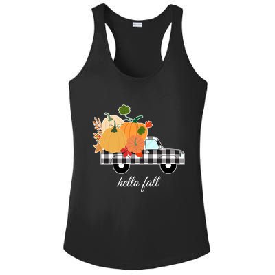 Hello Fall Pumpkin Patch Vintage Truck Ladies PosiCharge Competitor Racerback Tank
