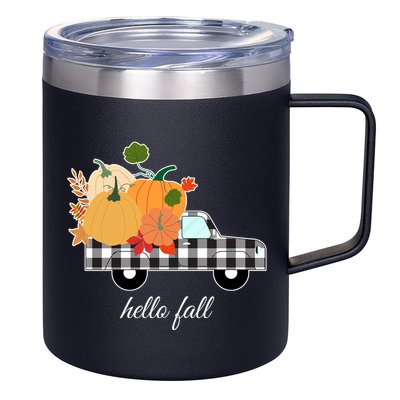 Hello Fall Pumpkin Patch Vintage Truck 12oz Stainless Steel Coffee Mug