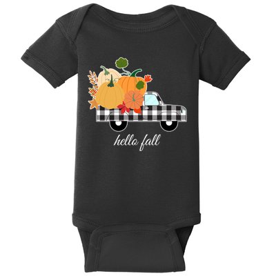 Hello Fall Pumpkin Patch Vintage Truck Baby Bodysuit