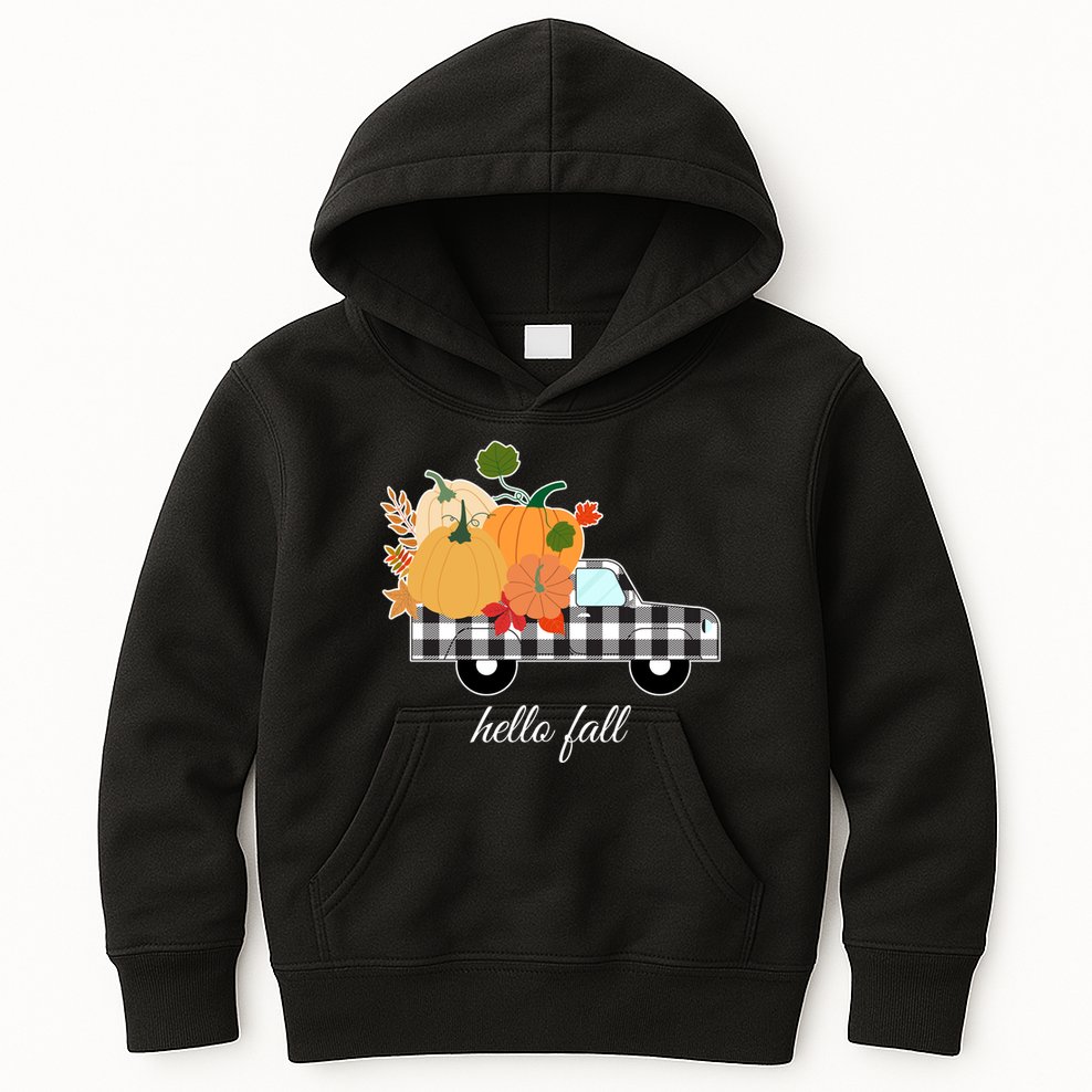 Hello Fall Pumpkin Patch Vintage Truck Kids Hoodie