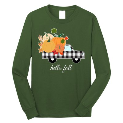 Hello Fall Pumpkin Patch Vintage Truck Long Sleeve Shirt