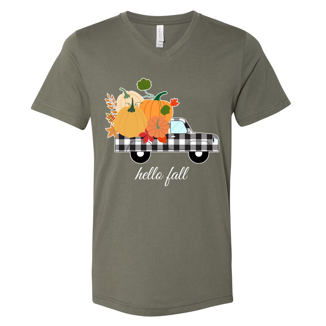 Hello Fall Pumpkin Patch Vintage Truck V-Neck T-Shirt