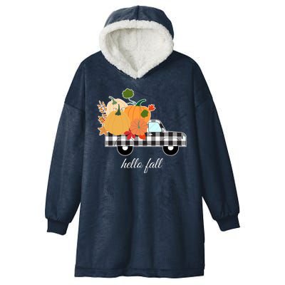 Hello Fall Pumpkin Patch Vintage Truck Hooded Wearable Blanket