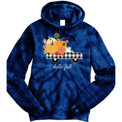 Hello Fall Pumpkin Patch Vintage Truck Tie Dye Hoodie