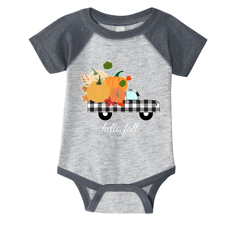 Hello Fall Pumpkin Patch Vintage Truck Infant Baby Jersey Bodysuit