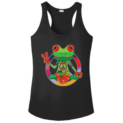 Hippie Frog Peace Sign Yoga Frogs Hippies 70s Ladies PosiCharge Competitor Racerback Tank