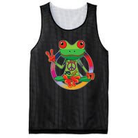 Hippie Frog Peace Sign Yoga Frogs Hippies 70s Mesh Reversible Basketball Jersey Tank