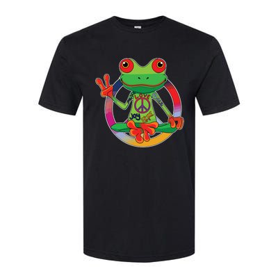 Hippie Frog Peace Sign Yoga Frogs Hippies 70s Softstyle® CVC T-Shirt