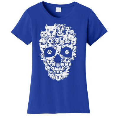 Halloween Funny Pitbull Dog Skull Pittie Skeleton Silhouette Women's T-Shirt