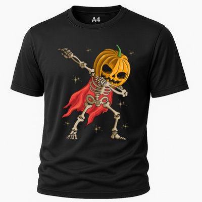 Halloween Funny Pumpkin Head Dabbing Skeleton Jack O Lantern Gift Performance Shirt