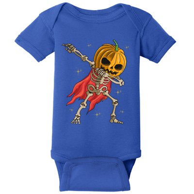Halloween Funny Pumpkin Head Dabbing Skeleton Jack O Lantern Gift Baby Bodysuit