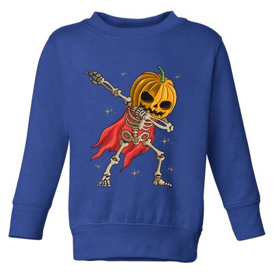 Halloween Funny Pumpkin Head Dabbing Skeleton Jack O Lantern Gift Toddler Sweatshirt