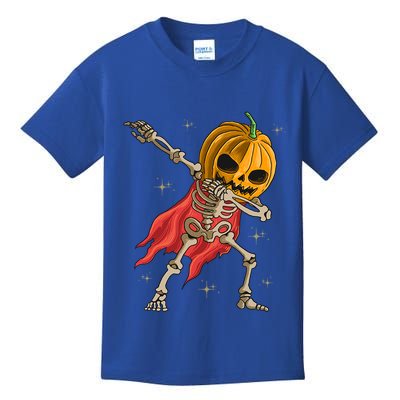 Halloween Funny Pumpkin Head Dabbing Skeleton Jack O Lantern Gift Kids T-Shirt