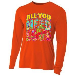 Hippie Flower Power Peace And Love Retro 60s 70s Cool Gift Cooling Performance Long Sleeve Crew