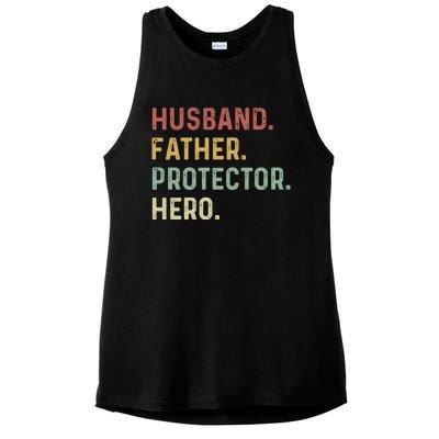 Husband Father Protector Hero Proud Dad Daddy Grandpa Papa Cool Gift Ladies PosiCharge Tri-Blend Wicking Tank