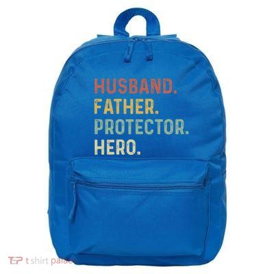 Husband Father Protector Hero Proud Dad Daddy Grandpa Papa Cool Gift 16 in Basic Backpack