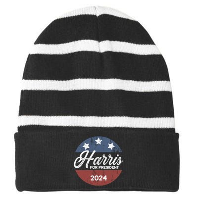 Harris For President Kamala Harris For President Striped Beanie with Solid Band