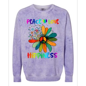 Hippie Flower Peace Soul Love Happy Colorblast Crewneck Sweatshirt