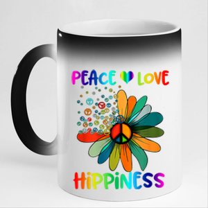 Hippie Flower Peace Soul Love Happy 11oz Black Color Changing Mug