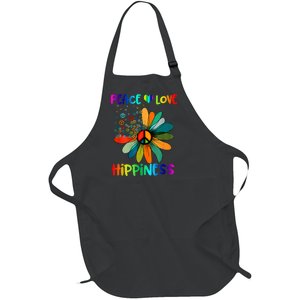 Hippie Flower Peace Soul Love Happy Full-Length Apron With Pockets