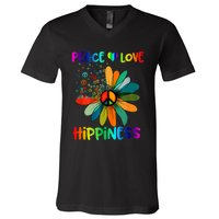 Hippie Flower Peace Soul Love Happy V-Neck T-Shirt