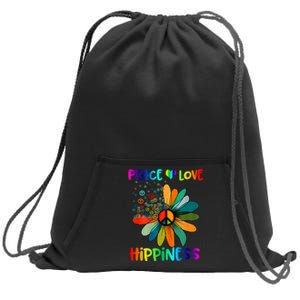 Hippie Flower Peace Soul Love Happy Sweatshirt Cinch Pack Bag