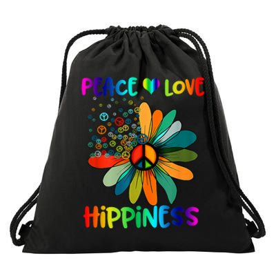 Hippie Flower Peace Soul Love Happy Drawstring Bag