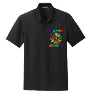 Hippie Flower Peace Soul Love Happy Dry Zone Grid Polo