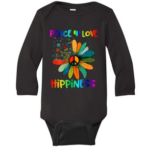 Hippie Flower Peace Soul Love Happy Baby Long Sleeve Bodysuit