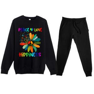 Hippie Flower Peace Soul Love Happy Premium Crewneck Sweatsuit Set