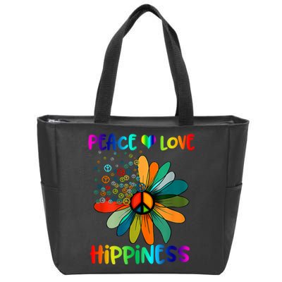 Hippie Flower Peace Soul Love Happy Zip Tote Bag