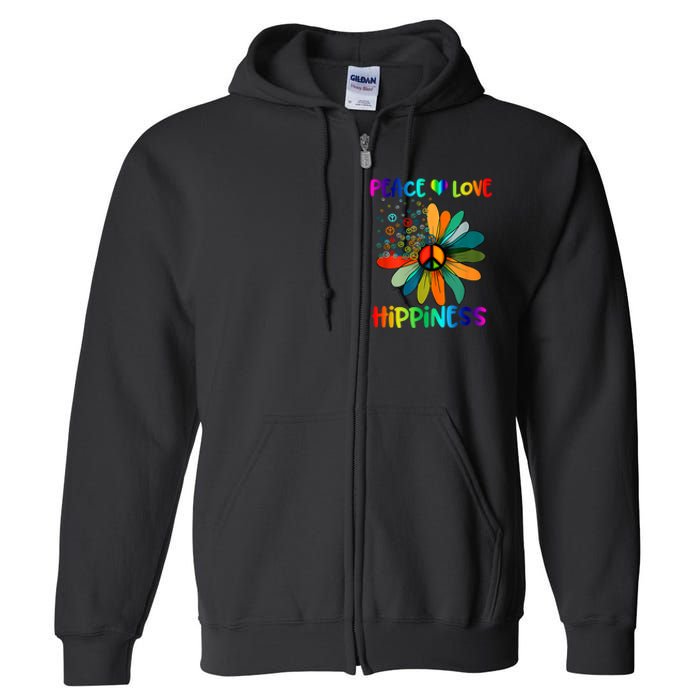 Hippie Flower Peace Soul Love Happy Full Zip Hoodie