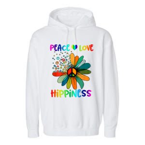 Hippie Flower Peace Soul Love Happy Garment-Dyed Fleece Hoodie