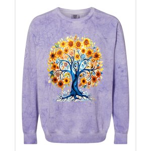 Hippie Flower Peace Soul Love Happy Colorblast Crewneck Sweatshirt