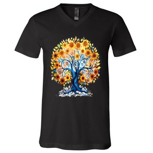 Hippie Flower Peace Soul Love Happy V-Neck T-Shirt