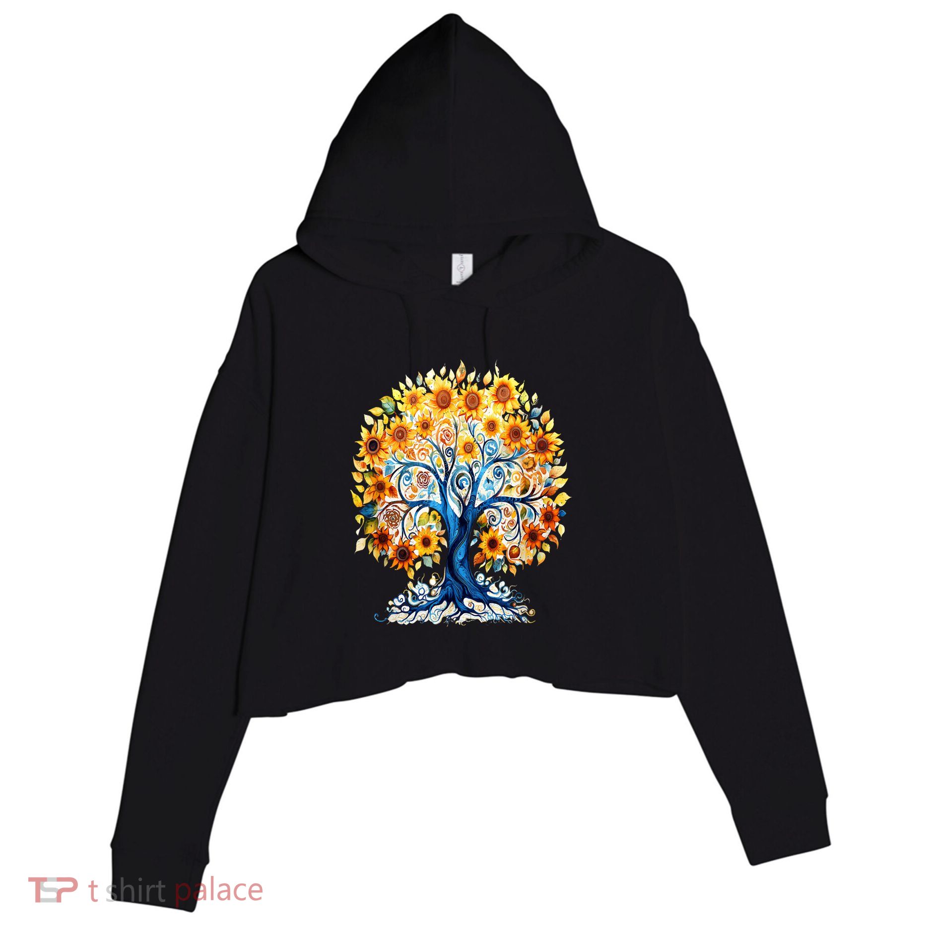Hippie Flower Peace Soul Love Happy Crop Fleece Hoodie