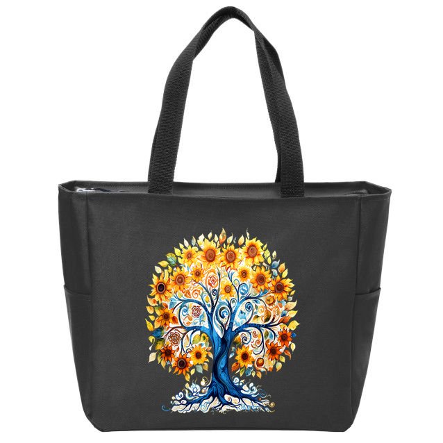 Hippie Flower Peace Soul Love Happy Zip Tote Bag