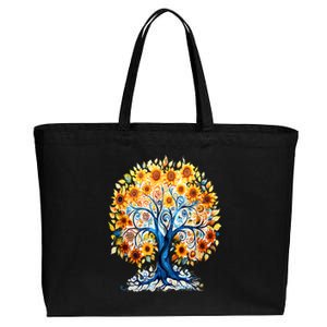 Hippie Flower Peace Soul Love Happy Cotton Canvas Jumbo Tote